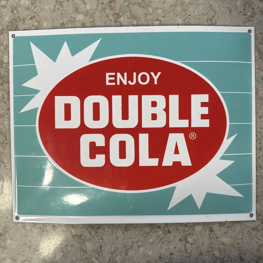 DOUBLE COLA PORCELAIN METAL‎ SODA SIGN RETRO 16x13